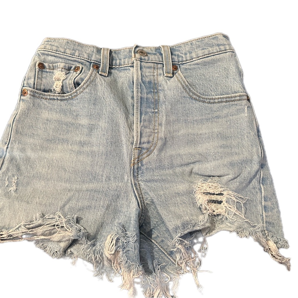 Levi's Light Blue Ripped Jean Shorts